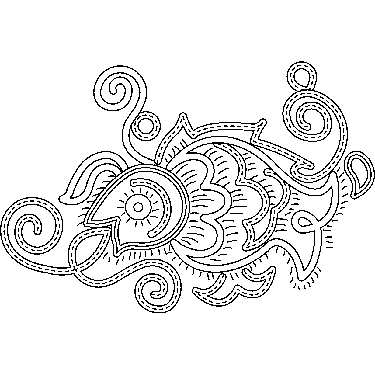 鱼水草纹